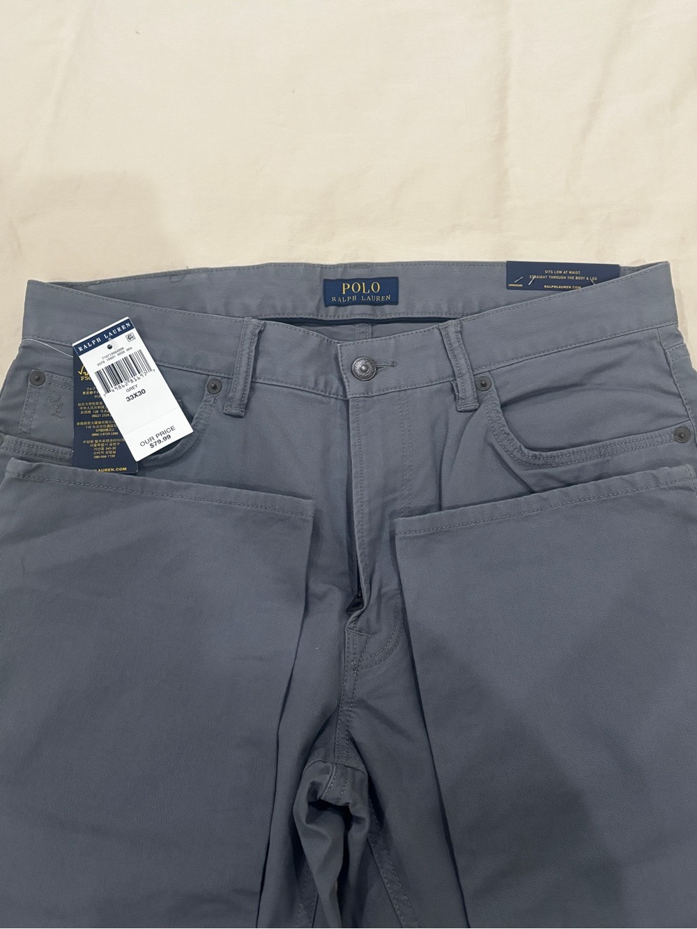 Polo Ralph Lauren Stretch Slim Straight Fit Dark Grey  Pants 33’30 Brand New